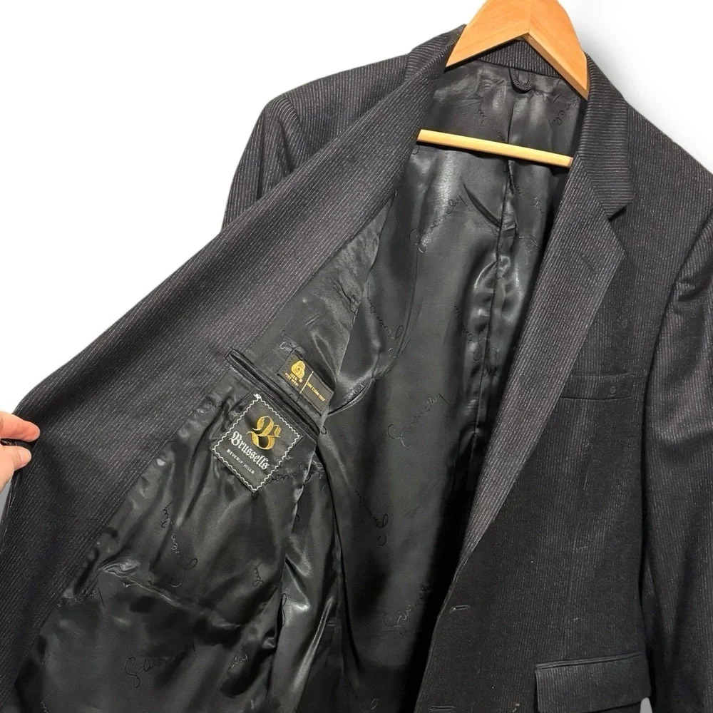Givenchy Men's Vintage Wool Pinstripe Charcoal Grey Single Breasted Blazer